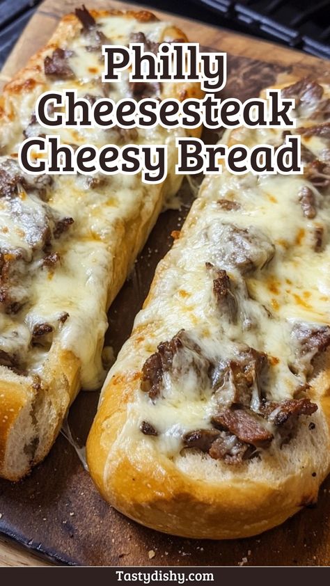 Irresistible Philly Cheesesteak Cheesy Bread Recipe You Must Try! - Delicious Recipes - Easy Cooking Ideas and Tasty Dishes Philly Cheesesteak Bread, Philly Cheesesteak French Bread, Philly Cheesesteak Garlic Bread, Philly Cheese Steak Cheesy Bread, Philly Cheese Steak French Bread Pizza, French Bread Philly Cheese Steak, Cheesy Steak Stuffed French Bread, Cheesesteak French Bread, Cheesesteak Bread