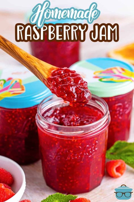 Freezer Jams, Homemade Raspberry Jam, Raspberry Jam Recipe, Homemade Jams, Jam Recipes Homemade, Frozen Raspberries, Freezer Jam, Frozen Berries, Country Cook