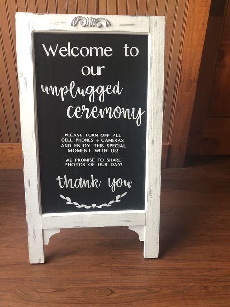 Wedding Ceremony No Phones Sign, No Phones Or Cameras Wedding Sign, Cellphone Free Ceremony Sign, No Phones During Ceremony Sign, Unplugged Ceremony Chalkboard Sign, Unplugged Wedding Sign, Unplugged Wedding, Ranch Decor, Venue Decorations