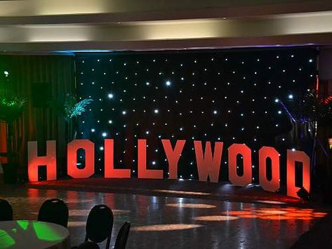 Restaurant Reservation: Hollywood Theme Party Bollywood Party Decorations, Bollywood Theme Party, Freshers Party, Hollywood Birthday, Bollywood Theme, Hollywood Party Theme, Prom Themes, Party Lights Indoor, Dance Themes