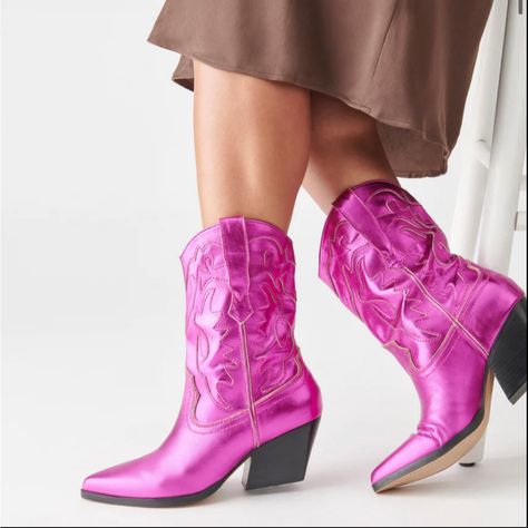 When You Really Want To Turn Heads. Landen's Eye-Catching Color Brings On-Trend Western Styling To The Forefront, With All The Authentic Details You'll Need To Stand Out This Season. 100% Leather Upper Synthetic Outsole Synthetic Lining 7.9" Shaft Height 13.4" Leg Circumference 2.4" Heel Height Imported Hot Pink Cowgirl Boots, Pink Cowgirl Boots, Concert Party, Pink Nike Shoes, Pink Cowgirl, Trending Sandals, Pink Boots, Pink Nikes, Western Boot