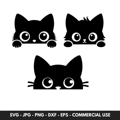 Cute Peeking Cat SVG Bundle for Digital Download - Perfect for Your Creative Projects! Do you like making things? Our cute cat SVG bundle can help make your projects look great! The drawing is great for cut files that you can use for all kinds of crafts and artwork. Whether you really love crafts or just want to make something fun, this cat vector is perfect. It's easy to use on your computer or software you use for design projects. Get these cute cat silhouettes today to make your next project Cat Line Art Simple, Cricut Cat Designs, Cat Peeking Drawing, Cute Cat Silhouette, Silhouette Chat, Cat Projects, Peeking Cat, Cat Svg, Cat Vector