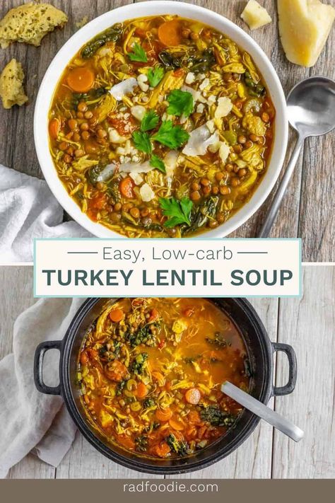 Get cozy with this hearty and monumentally delicious turkey lentil soup recipe. It’s packed with flavor, nutrition and soul warming herbs and spices. It’s easy to make and the leftovers make for simple meal prep for nourishing lunches and dinners. Try using leftover turkey (or chicken!) or use cooked ground turkey for a tasty soup any time of year. Turkey Air Fryer, Warming Herbs, Turkey Lentil Soup, Turkey Lentil, Using Leftover Turkey, Green Lentil Soup, Ground Turkey Soup, Air Fryer Turkey, Simple Meal Prep