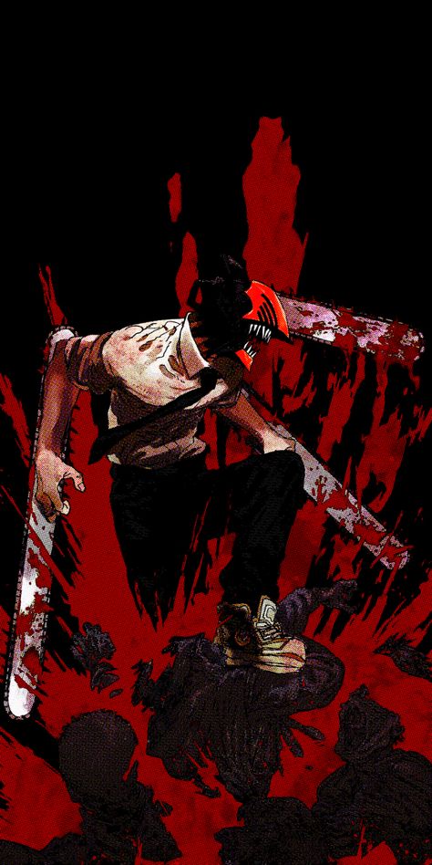 Chainsaw Man, Chainsaw, Skateboard, Wattpad, Wallpapers, Wall, Red, Black