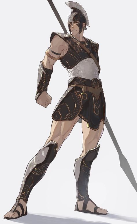 Ancient Greek Character Design, Greek Warrior Art, Warrior Oc, Greek Heroes, Greek Warrior, One Punch Man Anime, Bleach Characters, Anime Warrior, Greek Clothing