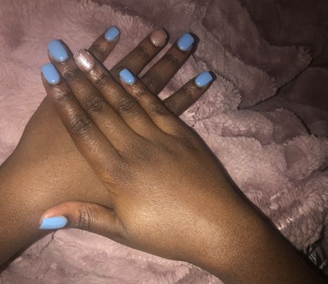 Blue with glitter on ring  fingers on my natural nails. Simple Short Square Nails, Short Square Nails, Square Nails, Ring Finger, Natural Nails, Glitter, Square, Nails, Ring