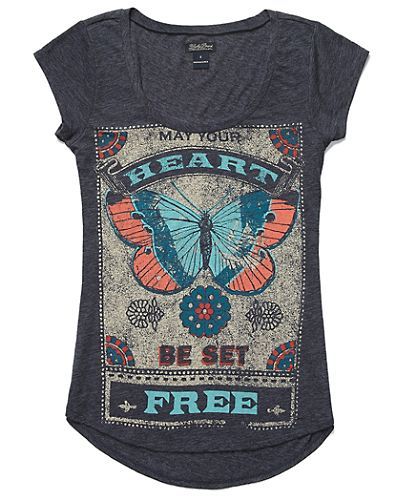 Women's Tees & Tanks and More | Lucky Brand Butterfly Vintage, Brand Style, T-shirts & Tank Tops, Vintage Vibe, Set Free, Women's T Shirts, Women's Shirts, Trendy Tops, Ready Made