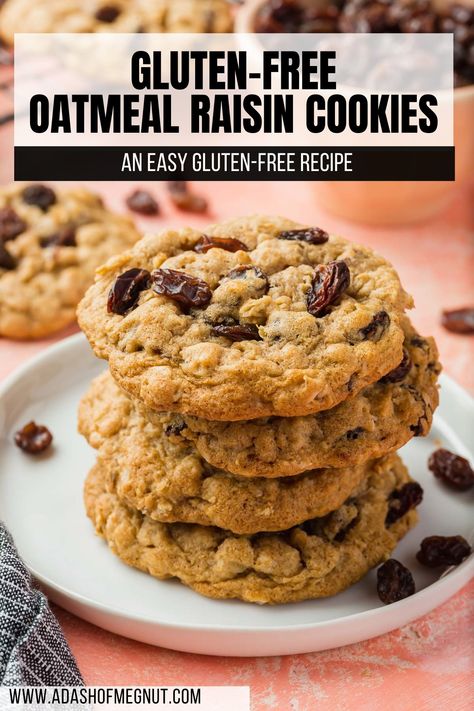 Gluten Free Oatmeal Raisin Cookies, Gluten Free Oatmeal Cookies, Gluten Free Dessert Recipes, Gluten Free Cookie, Gf Cookies, Gluten Free Cookie Recipes, Gluten Free Oatmeal, Easy Oatmeal, Gf Baking