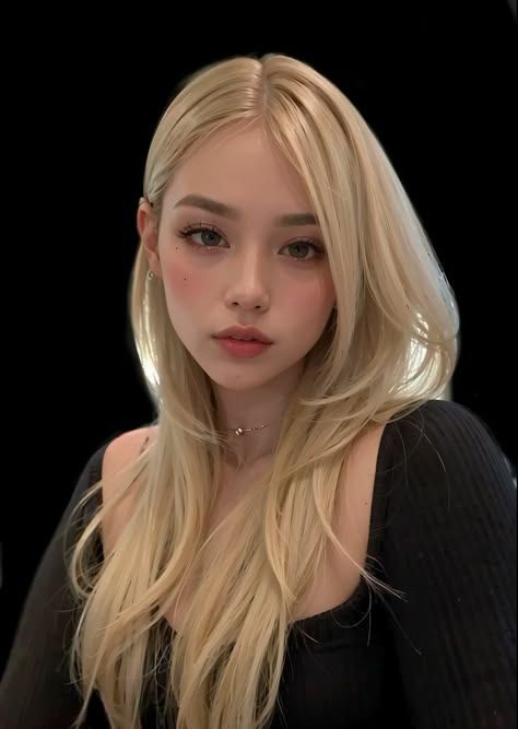 Blonde Asian Girl, Medium Long Haircuts, Blonde Asian, 일본 패션, Long Blonde, American Beauty, Long Hair Cuts, Medium Length Hair Cuts, Pretty Makeup