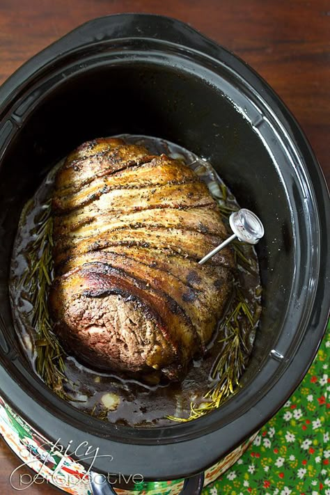 Crockpot Beef Tenderloin | ASpicyPerspective.com #holidays #crockpot #slowcooker #recipes Pork Tenderloin Gravy Recipe, Tenderloin Recipes Crockpot, Pork Loin Crock Pot Recipes, Bacon Wrapped Beef, Beef Tenderloin Recipe, Crockpot Pork Loin, Crockpot Pork Tenderloin, Beef Tenderloin Recipes, Crock Pot Beef