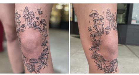 Mushroom Circle, Fairy Circle, Hand And Finger Tattoos, Skin Paint, Boho Tattoos, Circle Tattoo, Mushroom Tattoos, Lily Tattoo, Ring Tattoos