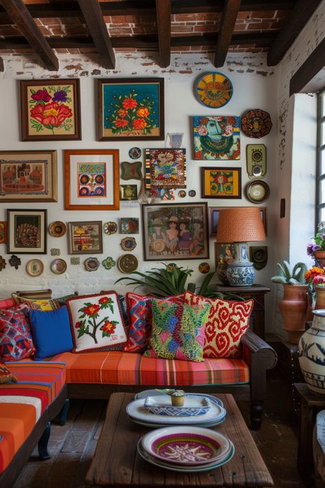 15 Tips to Achieve the Perfect Mexican Farmhouse Decor – Everyday Inspo Mexican Folk Art Decor Home Living Rooms, Mexican Style Living Room, Mexican Farmhouse Decor, Mexican Farmhouse, Mexican Living Room, Black Bedroom Aesthetic, Boho Kitchen Ideas, Astoria Queens, Boho Style Bedroom