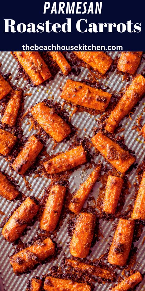 These Parmesan Roasted Carrots have over-the-top flavor! They're delicious served as a side or just bake a batch and use for snacking throughout the day. They're cheesy, crispy and just delicious! Parmesan Roasted Carrots, Parmesan Carrots, Crochet Bells, Crochet Baubles, Carrots Side Dish, Roasted Carrots Recipe, Baked Carrots, Free Pattern Crochet, Parmesan Recipes