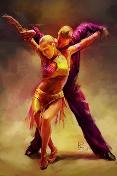 Rumba Ballroom Art, Latino Dance, Rumba Dance, Dance Artwork, Salsa Dancer, Dancer Painting, Tango Dancers, How To Dance, Dancing Drawings