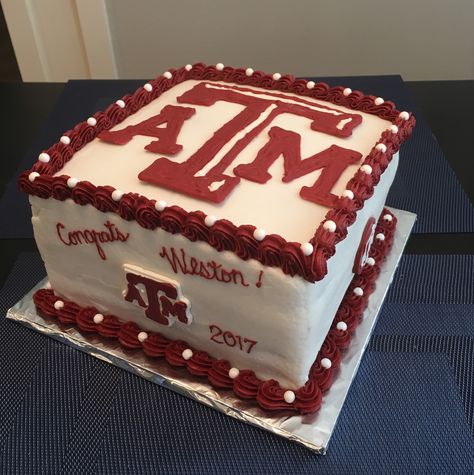 Texas A&M graduation cake A&m Cake Texas, A&m Graduation Cakes, Texas A&m Cake, Aggie Decor, Tamu Graduation, Groomsmen Cake, Ring Dunk, Groomsman Cake, Cakes Graduation