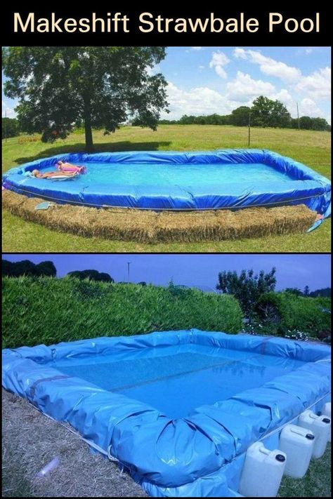 Straw Bale Pool - Interesting, Creative, and Economical Way to Have Your Own Swimming Pool! Hay Bale Pool, Haybale Gardening, Puppy Pool, Ireland Houses, Cheap Pool, Pool Sand, Best Above Ground Pool, Kids At Heart, Diy Swimming Pool