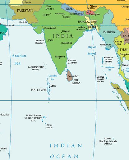 Indian Ocean map.  From http://xenohistorian.faithweb.com/india/ Indian Ocean Map, Map Of World, Map Of India, India Map, East Asia, Indian Ocean, Southeast Asia, Maldives, Laos