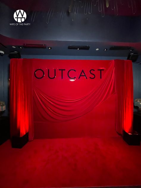 Take a step on the red carpet for a picture perfect moment. Using uplights, draping, and a custom build wall for that unqiue photo moment. #wotp #thewotp #wifeoftheparty #thewifeoftheparty #partyplanner #event #eventplanner #wecelebratepeople #loariannserna #production #party #red #lighting #outcast Draped Backdrop, Build Wall, Red Carpet Backdrop, Wall Drapes, Red Lighting, Photo Moment, Red Backdrop, Custom Drapes, Red Walls