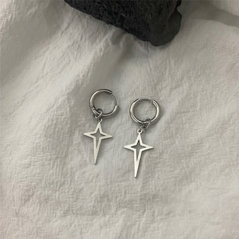 Make A Bold Statement Of Faith With These Star Dangle Drop Earrings. Perfect For Men And Women, These Stunning Earrings Will Add A Stylish Touch To Any Outfit. Show Off Your Faith And Grace With These Fashion-Forward Earrings! Perfect Gift: This Earrings Is A Great Gift For Man, Teen, Father, Brother, Friends... It Also Suitable For Birthday, Valentine's Day, Anniversary, Wedding, Father's Day, Holiday, Christmas, Graduation, Or Any Special Occasions. Material: Titanium Steel Size: 1.5"X0.7" Col Mens Earrings, Men's Earrings, Aesthetic Earrings, Men Aesthetic, Hype Clothing, Mens Earrings Hoop, Stud Earrings For Men, Earrings For Men, Dangle Hoop Earrings