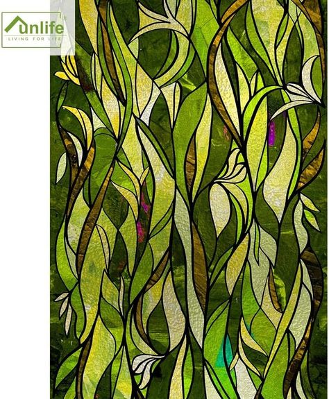 Amazon.com: funlife Privacy Stained Glass Window Film, Single Sided Static Cling Glass Covers Suitable for Entryway, Decor for Bathroom Glass Window, 11.8"x118", Green Leaves : Home & Kitchen Watercolor Irises, Diy Tile Backsplash, Adhesive Backsplash, Traditional Curtains, Frosted Glass Window, Privacy Window Film, Decor For Bathroom, Stained Glass Window Film, Privacy Window