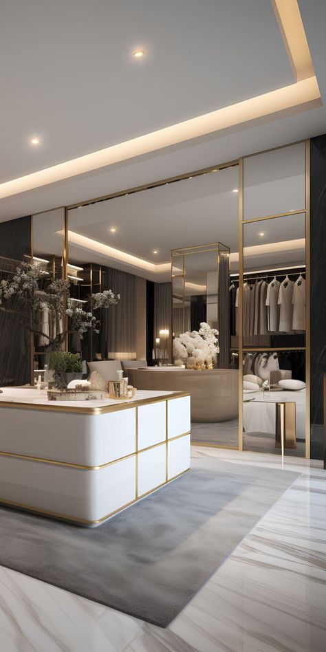 Dressing Interior Design, Luxurious Bedrooms Master Romantic, Dressing Room Lighting, Luxurious Bedrooms Master, Master Dressing Room, Luxurious Dressing Room, A Luxury House, Tattoo Modern, Modern Dressing Room