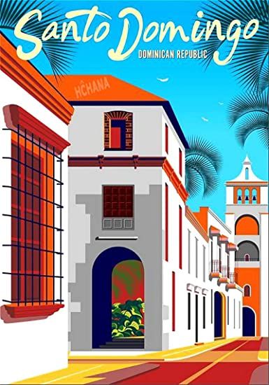 Caribbean Poster, Travel Signs, Santo Domingo Dominican Republic, Dominican Republic Travel, Automobile Advertising, Retro Posters, Tourism Poster, America Latina, Retro Travel Poster