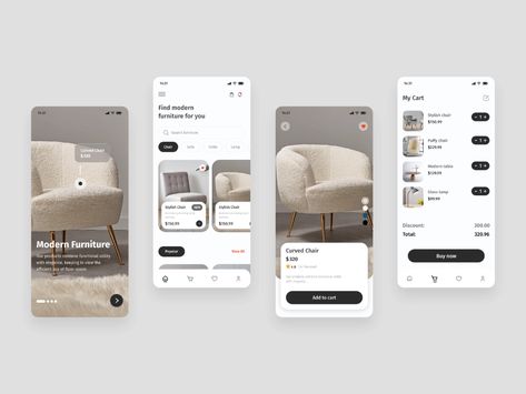 Furniture Mobile App Design, Interior App Design, Mobile Version Website Design, Furniture App Design, App Wireframe, Mobile App Ui Design, Interior Design Apps, Interior Design Sites, Home Design App