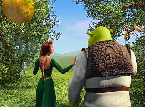 Shrek And Fiona Wallpaper, Shrek And Fiona Aesthetic, Fiona Aesthetic, Blue Sky Movie, Stone Age Boy, Fiona And Shrek, Shrek Aesthetic, Shrek 2001, Movies Couples