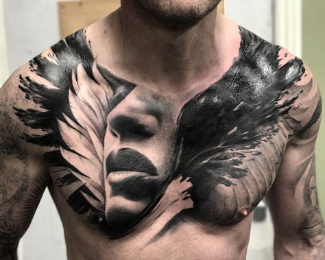 Birch Tattoo, Chest Tattoo Cover Up, Cover Up Tattoos For Men, Black Art Tattoo, Tattoo Henna, Cool Arm Tattoos, Cool Chest Tattoos, Pieces Tattoo, Tattoo Cover Up