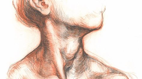 How to draw with pen - Artists & Illustrators How To Draw Necks, Sanguine Portrait Drawings, Conte Crayon Drawings, Sketch Head, Silverpoint Drawing, Neck Drawing, Conte Crayon, Art Advice, Figure Sketching