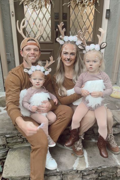 Family Halloween Costume, Deer Halloween Costume, DIY family costume, Toddler Halloween Costume, Family Halloween Costume Ideas, Easy Halloween Costume Ideas, Halloween for the Family, Easy Family Costume, Animal Halloween Costume, DIY Costume Deer Costume Diy, Deer And Hunter Costume, Bambi Costume, Deer Costume For Kids, Baby Deer Costume, Deer Halloween Costumes, Deer Halloween, Hunter Costume, Deer Costume