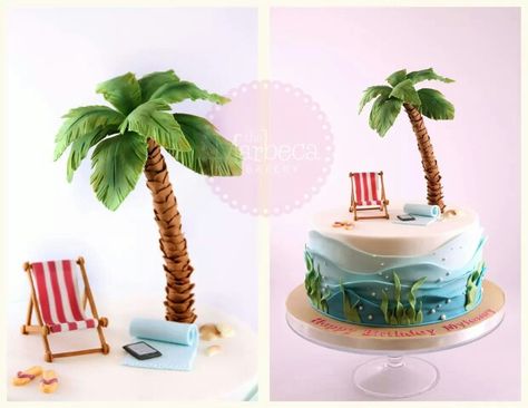 Love the palm tree  The Marbeca Bakery Palm Tree Cakes, Beach Cakes, Tree Cake, Tree Cakes, The Palm, Themed Cakes, Cake Designs, Palm Tree, Cookie Decorating