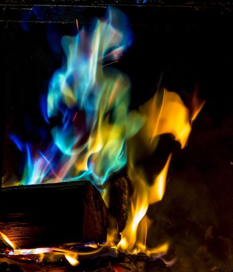 Colored Flame Fire Logs | How to Make Colored Fire Diy Campfire, Colored Fire, Water Softener Salt, Backyard Gathering, Colors Of Fire, Little Cabin In The Woods, Fire Color, Old Candles, Candle Store