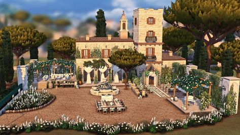 ROMANTIC WEDDING VENUE | Patreon Base Game Wedding Venue Sims 4, Sims 4 Wedding Venue Ideas Base Game, Sims 4 Wedding Venue Lot, Sims 4 Wedding Venue Base Game, Sims Wedding Venue Ideas, Sims 4 Honeymoon, Wedding Venue Sims 4, Wedding Venue Winter, Sims Wedding