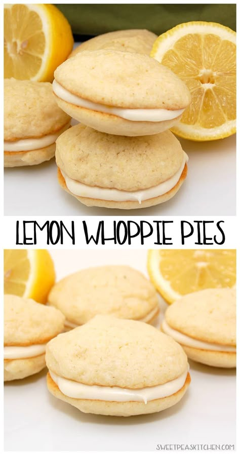 Summer Whoopie Pies, Whoopi’s Pie Filling, Whoopie Pie Flavors, Whoopie Pie Recipes, Lemon Whoopie Pie Recipe, Lemon Whoopie Pies, Homemade Whoopie Pies, Whoopie Cookies, Lemon Cream Cheese Filling