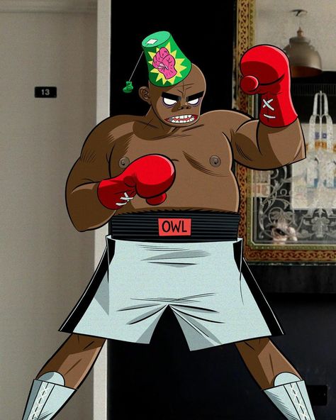 Russel Hobbs is a mad PAC-MAN 🥊 Are you?  PAC-MAN ft. @groovyq is out now 👻 Russell Gorillaz, Gorillaz Russel Art, Russel Hobbs Gorillaz, Sleeping Powder Gorillaz, Russel Gorillaz, Gorillaz Russel Memes, Russell Hobbs, Russel Hobbs, Jamie Hewlett