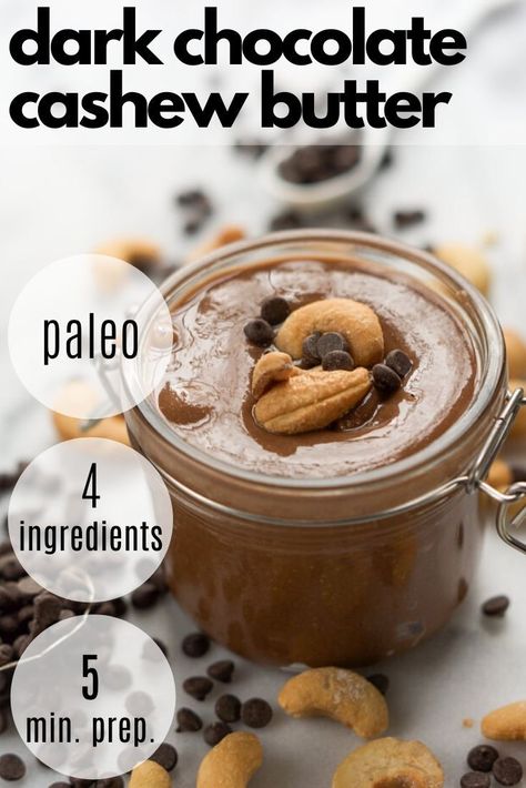 Cashew Butter Recipe, Chocolate Cashew Butter, Chocolate Cashew, Nut Butter Recipes, Homemade Nut Butter, Almond Butter Recipes, Paleo Recipes Easy, Chocolate Butter, Breakfast Idea