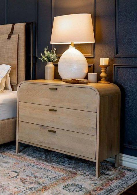 Large Nightstand Ideas Master Bedrooms, Bedroom Nightstand Decor, Large Nightstands, Large Bedside Tables, Bedroom Nightstand, Nightstand Decor, Side Tables Bedroom, Dresser Sets, Professional Organizer