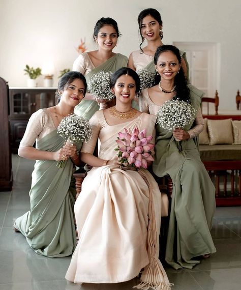 South Indian Christian Brides Who Looked Breath-Taking! - ShaadiWish Dress For Indian Wedding, Bridal Maid Dress, Desi Bridesmaids, Pakistani Bridesmaids, Christian Wedding Gowns, Christian Bridal Saree, Lehenga For Women, Bridesmaid Outfits, Christian Bride