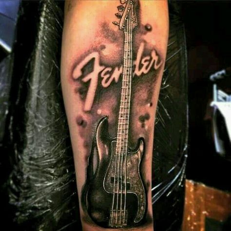 Fender Tattoo Fender Guitar Tattoo, Fender Tattoo, Guitar Tattoo Design, Fender Jazz Bass, Guitar Tattoo, Fender Guitar, Sleeves Ideas, Tattoos Designs, Fender Bass