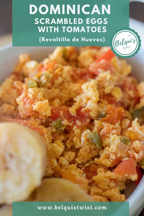 Classic Dominican scrambled eggs with tomatoes. We call it "Revoltillo de Huevos con tomates" in this case with tomatoes but the combination possibilities are endless. Spanish Scrambled Eggs, Dominican Scrambled Eggs, Spanish Eggs Recipe, Dominican Brunch Ideas, Dominican Breakfast Ideas, Scrambled Eggs With Tomatoes, Dominican Breakfast, Dominican Cooking, Eggs With Tomatoes