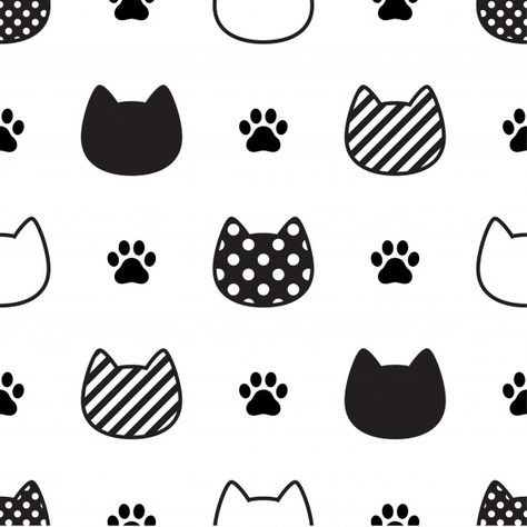 Cat Pattern Design, Cat Seamless Pattern, Freepik Animals, Footprint Illustration, Cat Paw Pattern, Cats Vector, Cat Pattern Wallpaper, Valentine Cartoon, Cute Cat Pattern