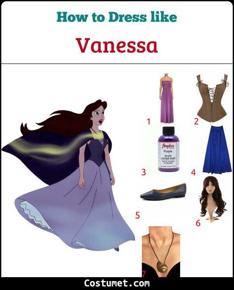 Vanessa (The Little Mermaid) Costume for Cosplay & Halloween 2021 Ariel And Vanessa Costume, Vanessa Halloween Costume, Vanessa Ariel Costume, Vanessa Costume, Little Mermaid Outfit For Women, Vanessa The Little Mermaid Costume, Blue Dress Costume Ideas, The Little Mermaid Costume, Vanessa Little Mermaid Costume