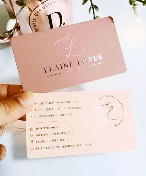 Elegant Business Cards Design, Maquillage On Fleek, Pink Business Card, Pink Business, Makeup Artist Business Cards, Graphic Design Business Card, Business Card Design Inspiration, Beauty Salon Interior, Beauty Logo Design