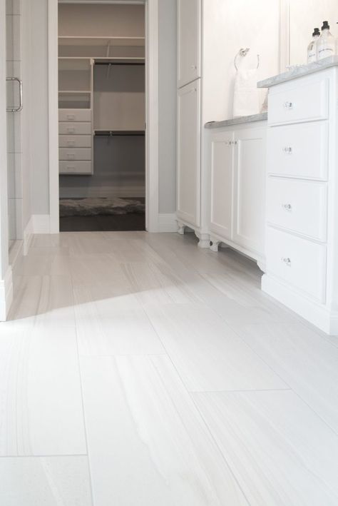 H.J. Martin and Son White Wood Bathroom Floor, White And Grey Floor Tile, White Grey Tile Floor, Light Tile Floor Bathroom, Bathroom Flooring Ideas Vinyl Tile, Laminate That Looks Like Tile, Light Grey Tile Floor Bathroom, 12*24 Bathroom Tiles, Light Wood Like Tile Flooring