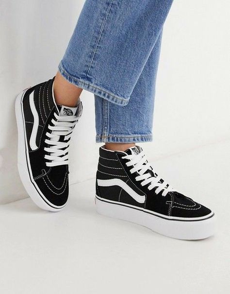 Trendy Converse, Vans Sk8 Hi Platform, Platform Outfit, Mens Accessories Necklace, Vans Sk8 High, Platform Vans, Women Platform Sneakers, Vans Hi, Vans Outfit