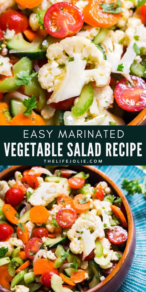 Marinated Vegetable Salad, Marinated Salad, Fresh Vegetable Recipes, Veggie Salad Recipes, Bbq Salads, Marinated Vegetables, Vegetable Salad Recipes, Fresh Summer Salad, Fresh Salad Recipes