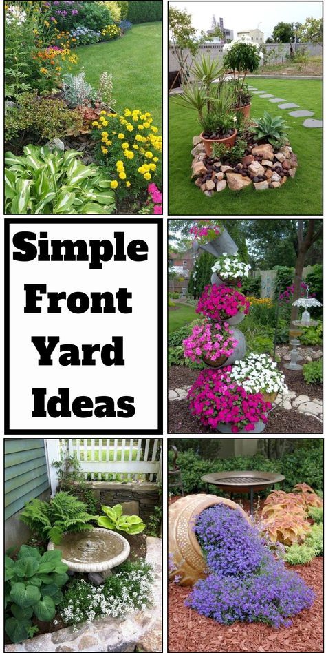 If you are planning to create a warm and welcoming impression, the front yard of your home is the place you should begin. With these simple front yard landscaping ideas today, you’ll be able to easily express yourself and your place in a fun way. In addition, your house and its front yard is usually a stranger’s first impression of you. Just design some simple steps like featuring some more flowers, plants, rocks, stones, and more, you can make your front yard look friendlier. Easy Landscaping Front Yard, Front Yard Ideas, Landscape Ideas Front Yard Curb Appeal, Small Flower Gardens, Front Lawn Landscaping, Front Yards Curb Appeal, Front Yard Decor, Small Front Yard Landscaping, Front Yard Design