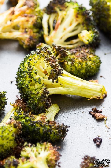 Roasted Broccoli with Garlic & Ginger. Easiest side dish! [Vegan] Ginger Broccoli, Broccoli With Garlic, Broccoli Recipes Side Dish, Indian Cuisine Recipes, Garlic Roasted Broccoli, Clean Eating Vegan, Indian Rice Recipes, Delicious Vegetables, Healthy Lifestyle Food