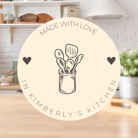 From The Kitchen Of Labels, Cake Label Design, Made With Love Logo, Cooking Logo Design, Logo Design Kitchen, Food Label Design, Baking Labels, Jam Jar Labels, Street Food Business